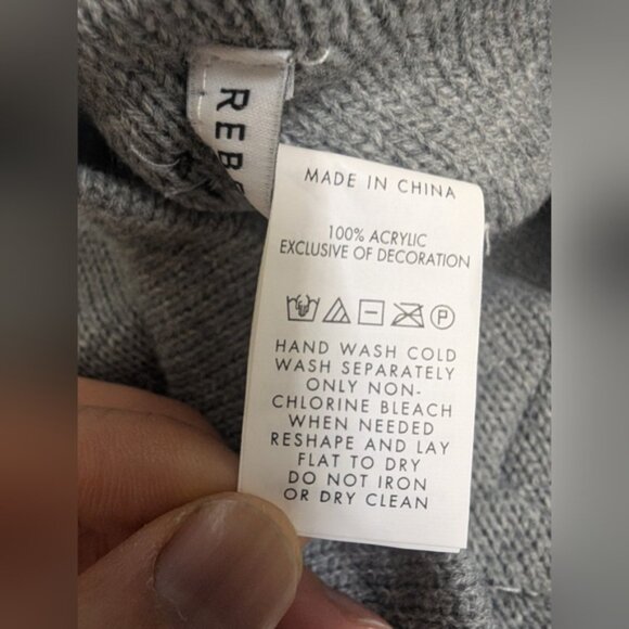 Rebecca Minkoff Womens Star Patch Sequin Beanie Heather Grey Winter Hat - Picture 8 of 8